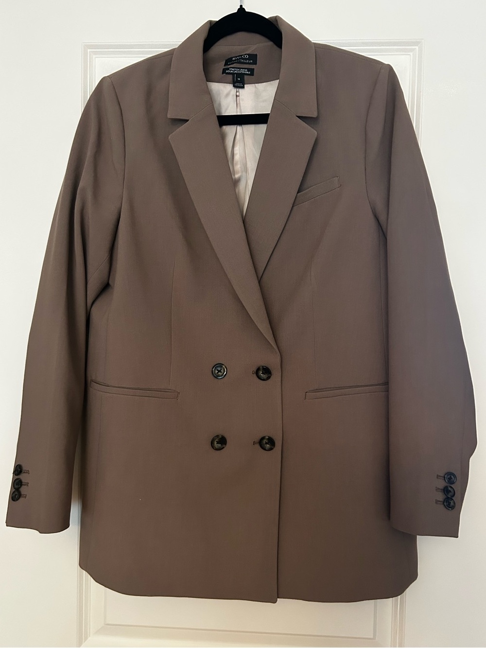 RW&CO. Double-Breasted Taupe Blazer